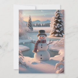 Een Winteridylle Sneeuwman Feestdagenkaart