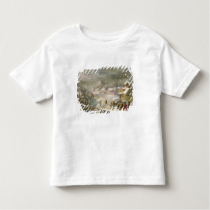 Een winterlandschap met reizigers op een pad kinder shirts