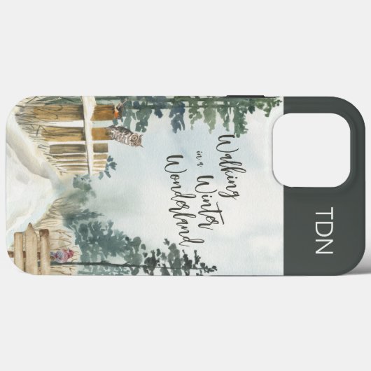 Een winterlandschapsmonogram lopen Case-Mate iPhone case (Achterkant (horizontaal))