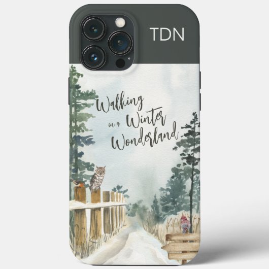 Een winterlandschapsmonogram lopen Case-Mate iPhone case (Achterkant)