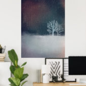 Een winternacht witte sneeuwboom poster (Thuiskantoor)