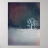 Een winternacht witte sneeuwboom poster (Voorkant)