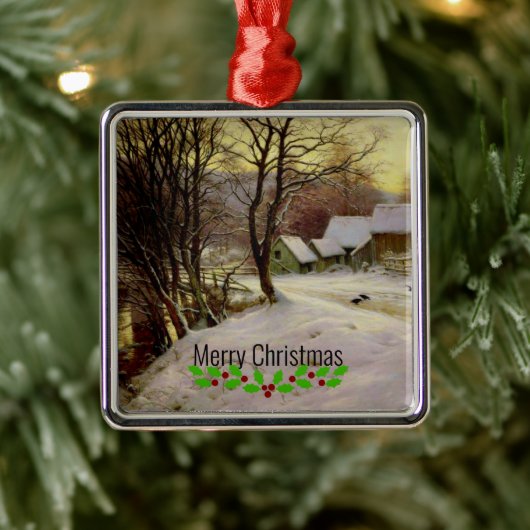 Een winterochtend, fijne kunst, metalen ornament (Boom)