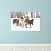 Een winters landschap van hardlopen canvas afdruk (Insitu (Houten vloer))