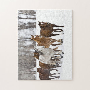 Een winters landschap van hardlopen legpuzzel