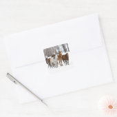 Een winters landschap van hardlopen vierkante sticker (Envelop)