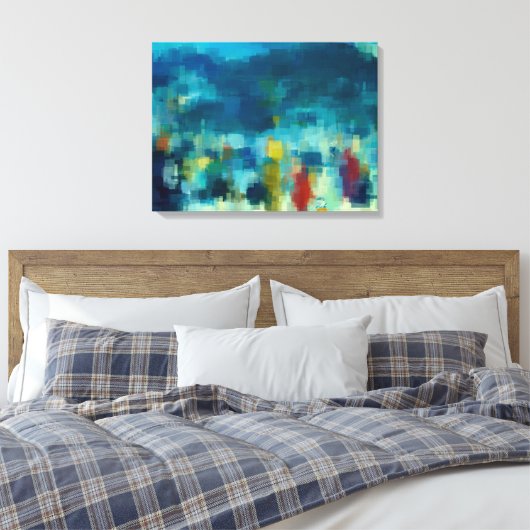 Een Winters Night Out Abstracte kubistische stijl Canvas Afdruk (Insitu (Slaapkamer))