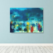 Een Winters Night Out Abstracte kubistische stijl Canvas Afdruk (Insitu (Houten vloer))
