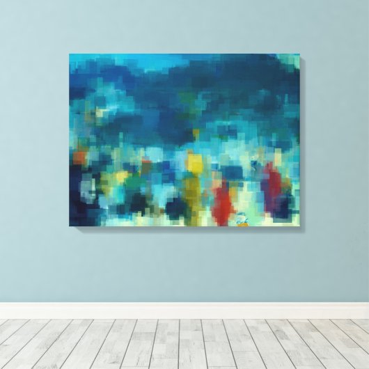 Een Winters Night Out Abstracte kubistische stijl Canvas Afdruk (Insitu (Houten vloer))