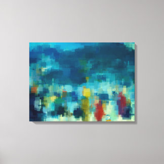 Een Winters Night Out Abstracte kubistische stijl Canvas Afdruk