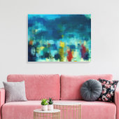 Een Winters Night Out Abstracte kubistische stijl Canvas Afdruk (Insitu (Woonkamer))