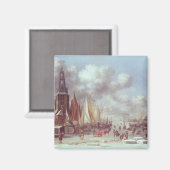 Een winterscène in Amsterdam Magneet (Voorkant / Achterkant)