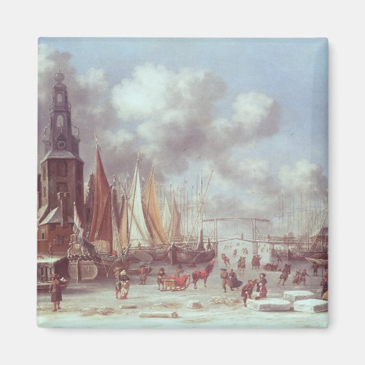 Een winterscène in Amsterdam Magneet (Voorkant)