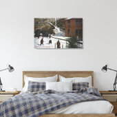 Een winterscène, volwassenen die in sneeuw spelen canvas afdruk (Insitu (Slaapkamer))