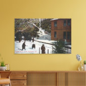 Een winterscène, volwassenen die in sneeuw spelen canvas afdruk (Insitu (Woonkamer))