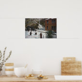 Een winterscène, volwassenen die in sneeuw spelen poster (Keuken)