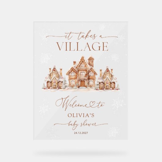 Een winterse Baby shower is welkom Acryl Bord (Voorkant)
