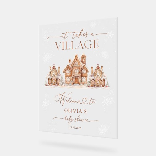 Een winterse Baby shower is welkom Acryl Bord (Hoek)