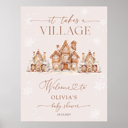 Een winterse Baby shower is welkom Poster (Voorkant)