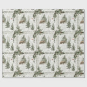 Een winterse bosscène met een Beer en een rode vog Cadeaupapier (Vlak)