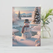 Een winterse sneeuwpop feestdagenkaart (Staand voorkant)