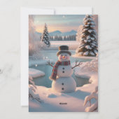 Een winterse sneeuwpop feestdagenkaart (Achterkant)