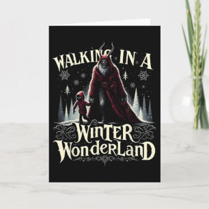 Een winterwonderland inlopen Krampus Donkere winte Kaart