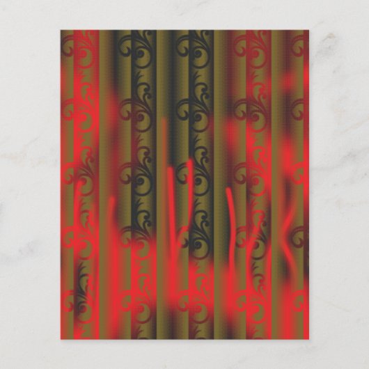 Een wit en bruin gestreept behang met een patroon flyer (Voorkant)