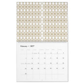 Een wit en goud geometrisch patroon kalender (Feb 2027)