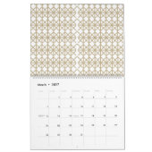 Een wit en goud geometrisch patroon kalender (Mar 2027)