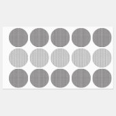 Een wit en grijs geometrisch patroon vult het afbe labels (Vel)