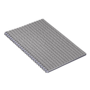 Een wit en grijs geometrisch patroon vult het afbe notitieboek