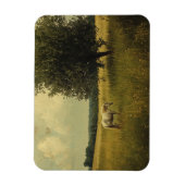 Een wit paard dat op een veld graast magneet (Verticaal)