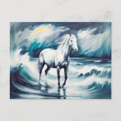 Een wit paard in een stormachtig Zee Briefkaart (Voorkant)