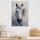 Een wit paard Poster Kunstprint Muurkunst (Keuken)