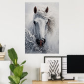 Een wit paard Poster Kunstprint Muurkunst (Thuiskantoor)