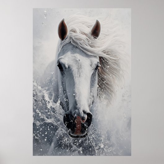 Een wit paard Poster Kunstprint Muurkunst (Voorkant)