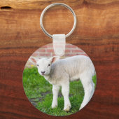 Een wit pasgeboren lamsvlees dat in groengras staa sleutelhanger (Voorkant)