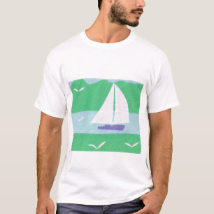 Een wit T-shirt met een Sailboat Design
