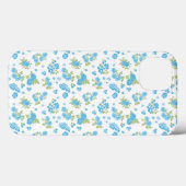 Een witte achtergrond met blauwe bloemen en groene Case-Mate iPhone case (Achterkant (horizontaal))