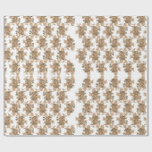 Een witte achtergrond met bruine bloemen erop cadeaupapier (Vlak)