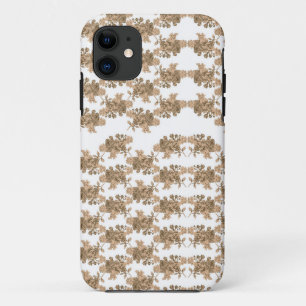 Een witte achtergrond met bruine bloemen erop Case-Mate iPhone case