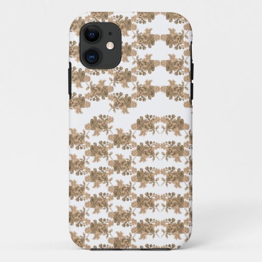 Een witte achtergrond met bruine bloemen erop Case-Mate iPhone case (Achterkant)