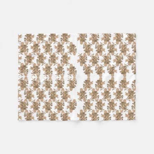 Een witte achtergrond met bruine bloemen erop fleece deken (Voorkant (Horizontaal))