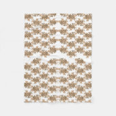 Een witte achtergrond met bruine bloemen erop fleece deken (Voorkant)