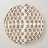 Een witte achtergrond met bruine bloemen erop rond kussen (Achterkant)