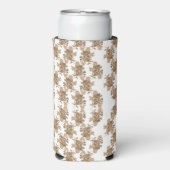 Een witte achtergrond met bruine bloemen erop seltzer blikjeskoeler (Seltzer Voorkant)