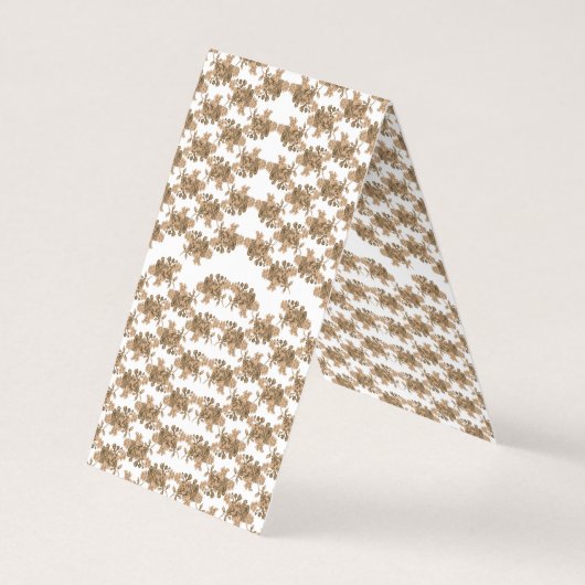 Een witte achtergrond met bruine bloemen erop visitekaartje (Achterkant)