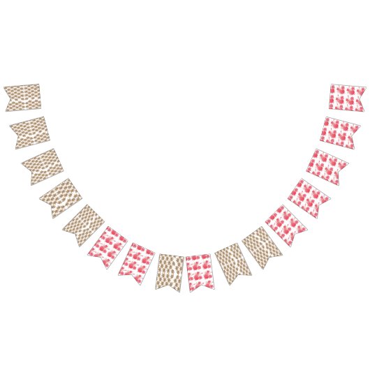 een witte achtergrond met bruine bloemen erop vlaggetjes (Alle)