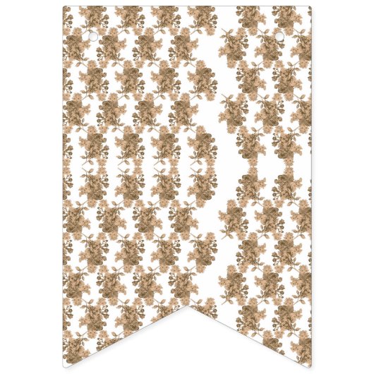 een witte achtergrond met bruine bloemen erop vlaggetjes (Tweede vlag)